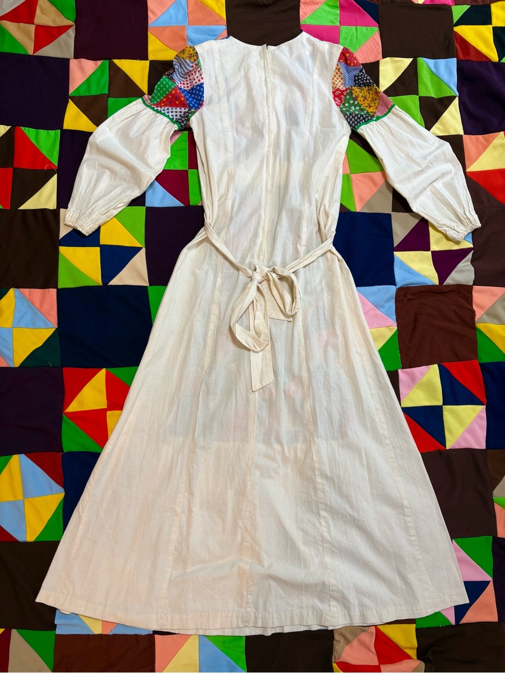 1970s Patchwork Boho Prairie Maxi Dress - Picture 2 of 2